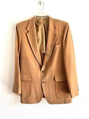Man In Wool Blazer Mens 42L Camel Brown Sport Coat Vintage Classic